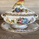 Antique soup tureen in Italian majolica, hand-painted + tray