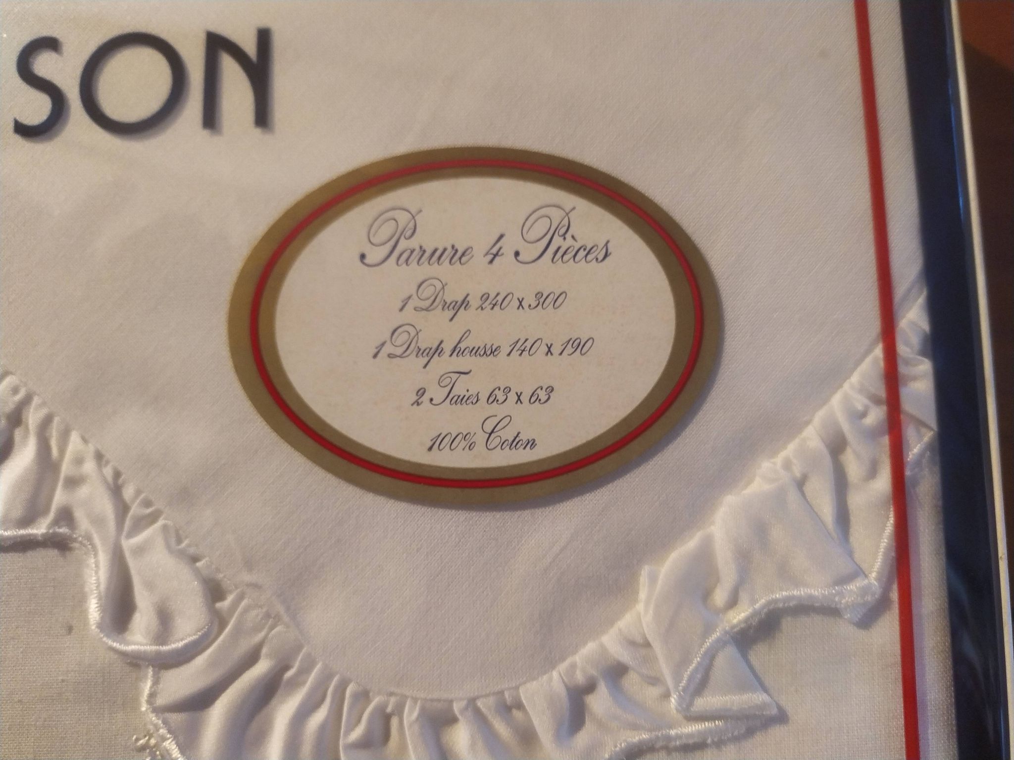 Old white bed linen and lace of the brand Cote d'Amour, 100% cotton