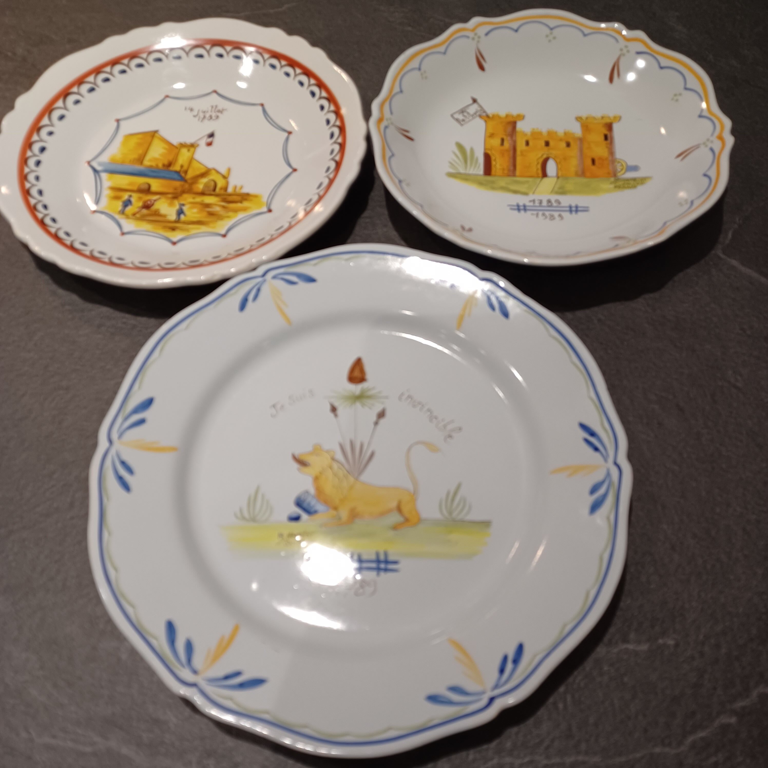 3 plates H Henriot bicentenaries of the revolution 1789-1989