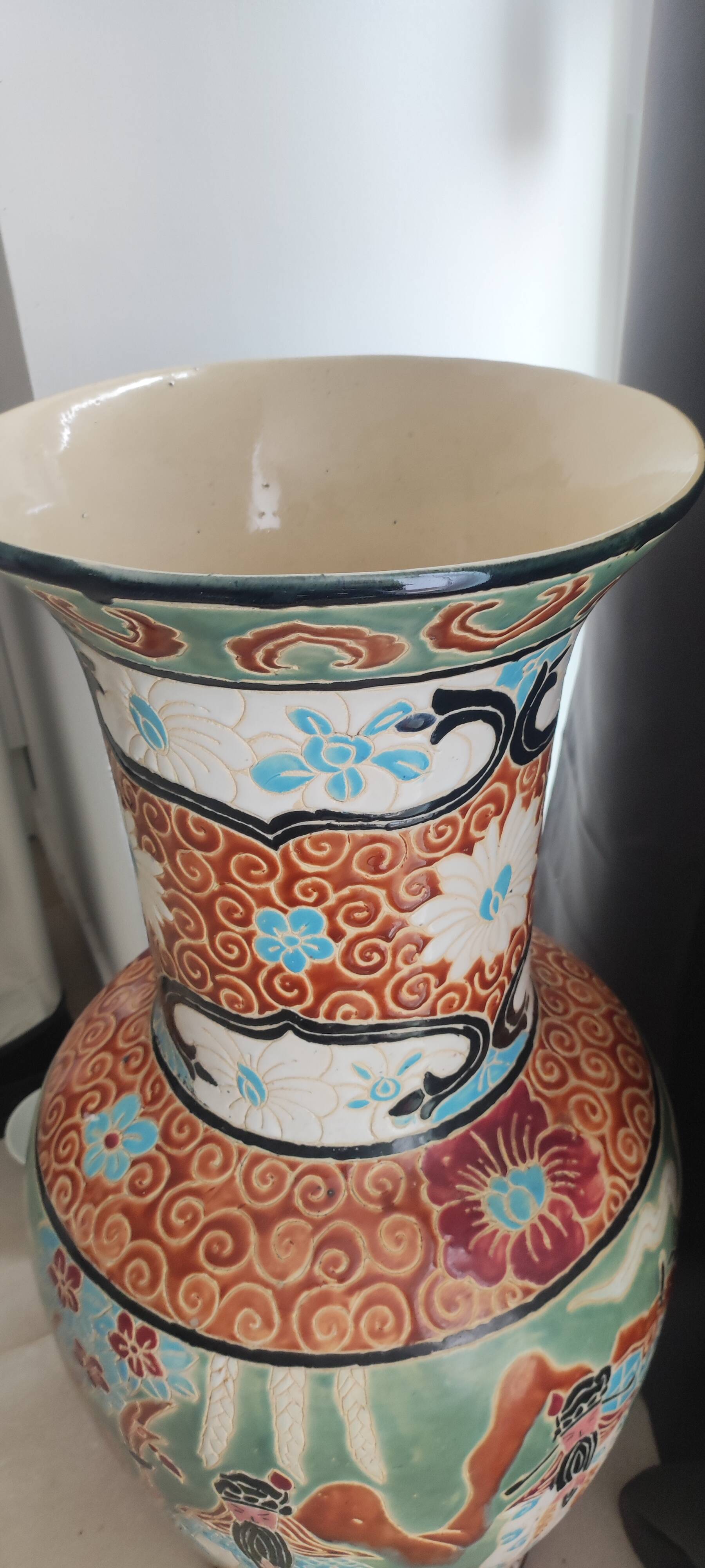 Exceptional Antique Chinese Vase Fencai Enamelled – Height 80 cm / Width 3