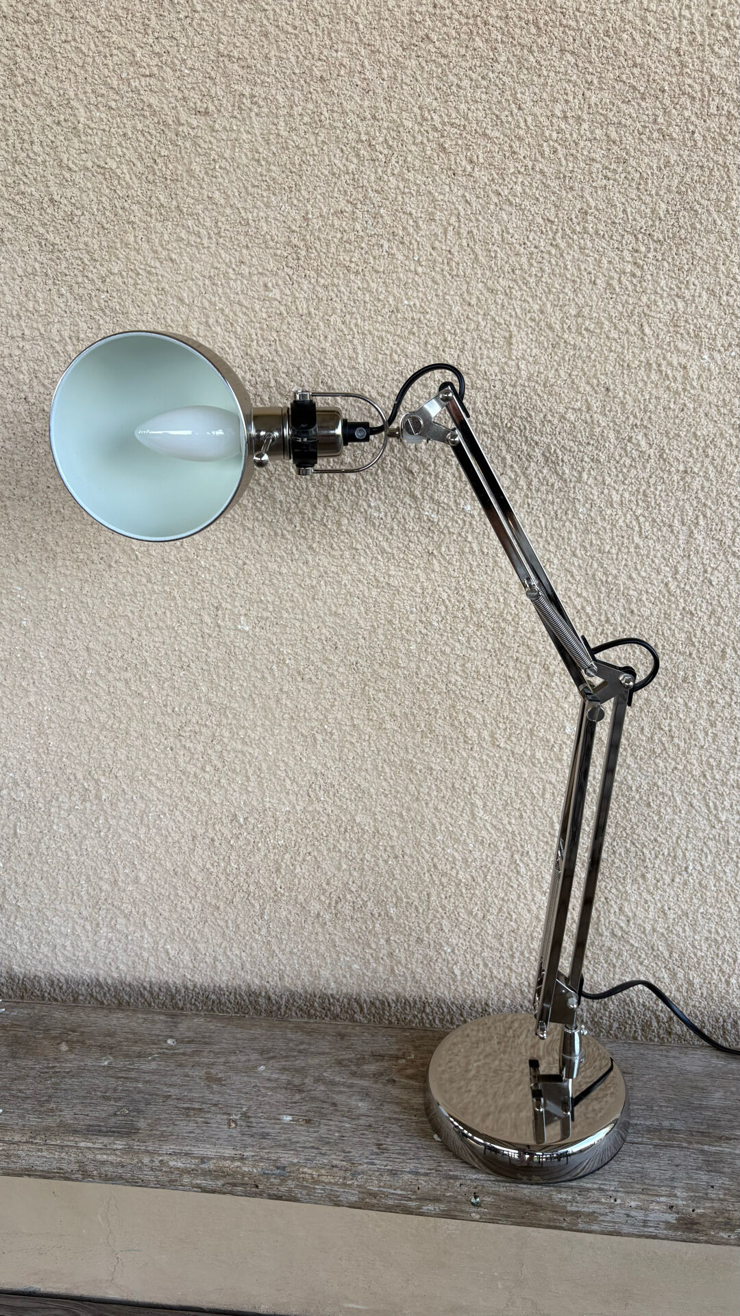 Lampe de bureau acier nickelé