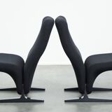 Set of 2 comfortable black vintage design armchairs