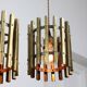 Vintage Italian Brass Cage Pendant Lamp, 70s