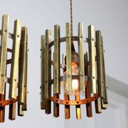 Lampe à suspension vintage en laiton italien, années 70