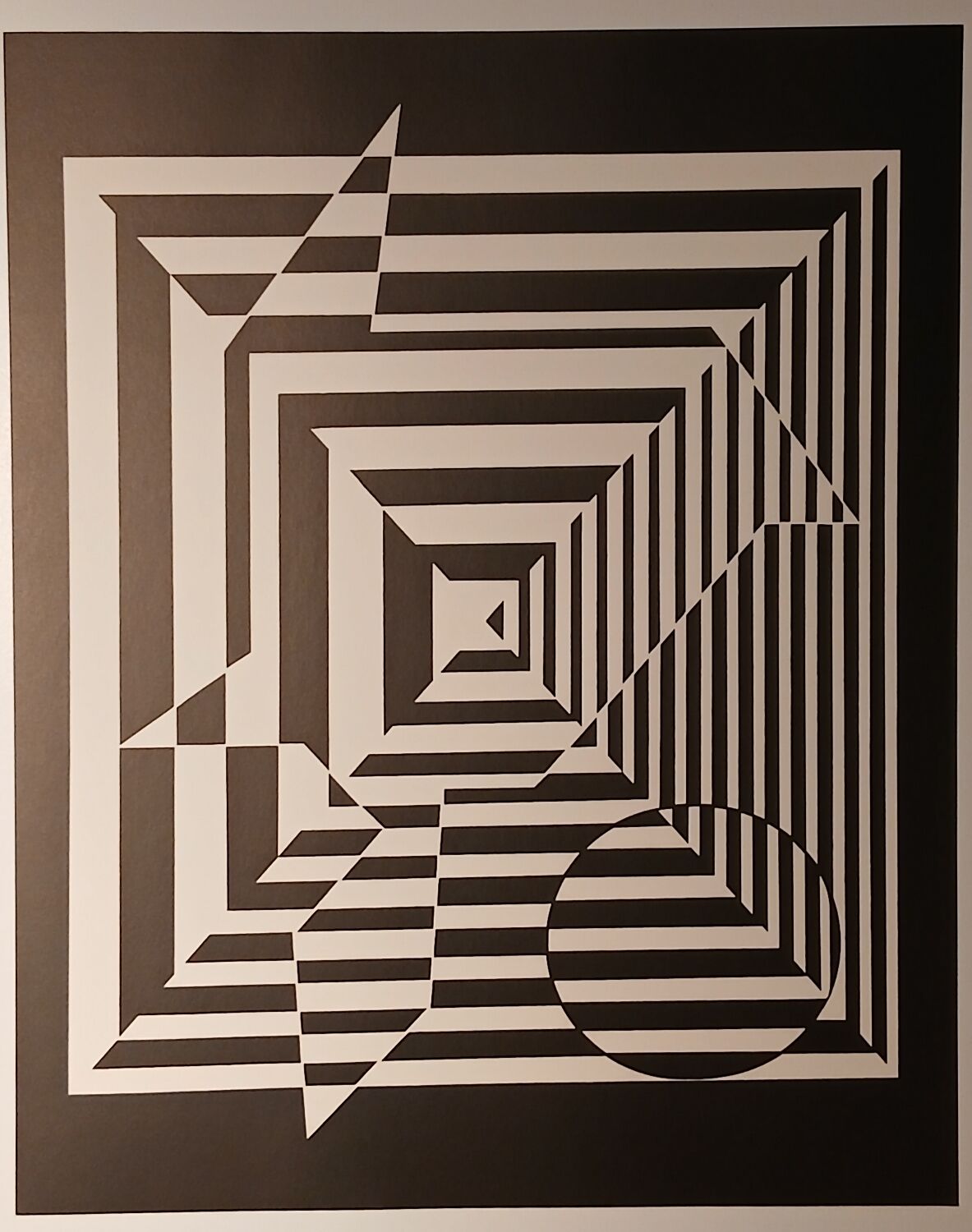 Vintage screen print by Victor Vasarely, circa 1970, op art