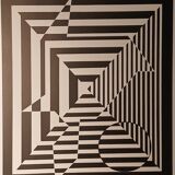 Vintage screen print by Victor Vasarely, circa 1970, op art