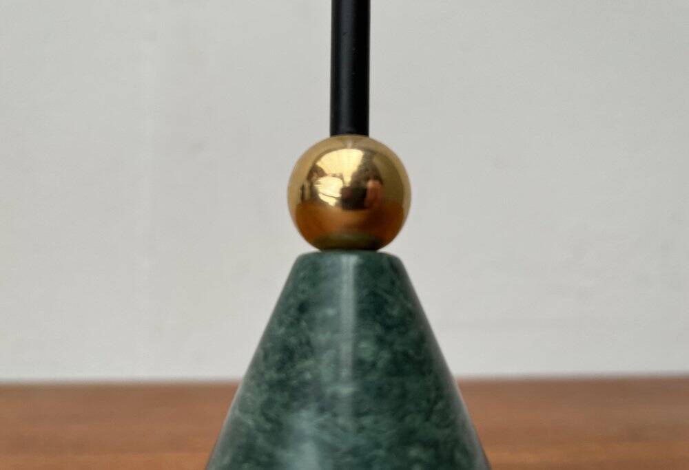 Postmodern Italian candlestick in metal and stone, 1980s.