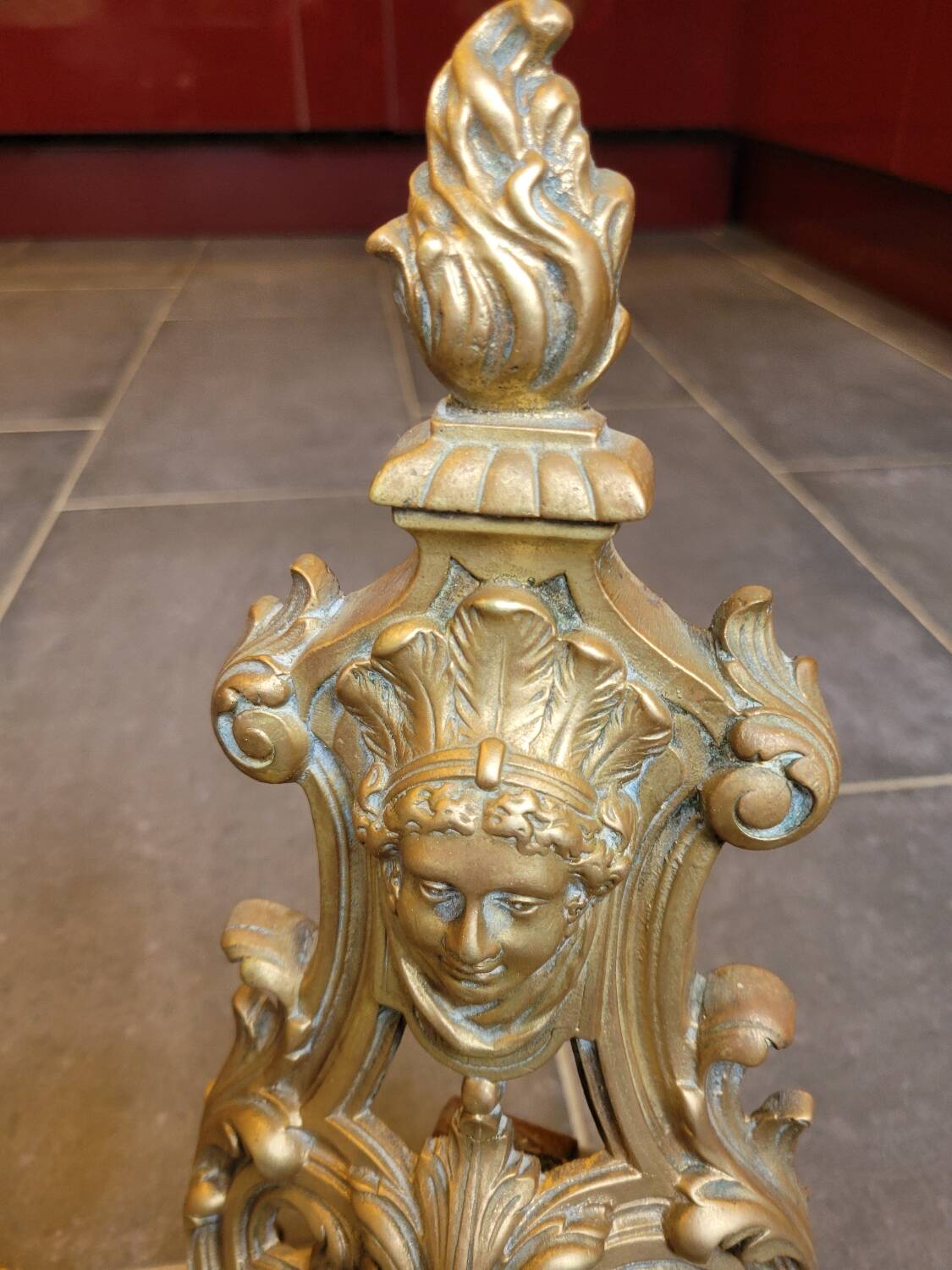 19th century gilded bronze andirons