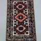 Vintage turkish kazak rug oriental 160x94 cm tribal small carpet, red and blue