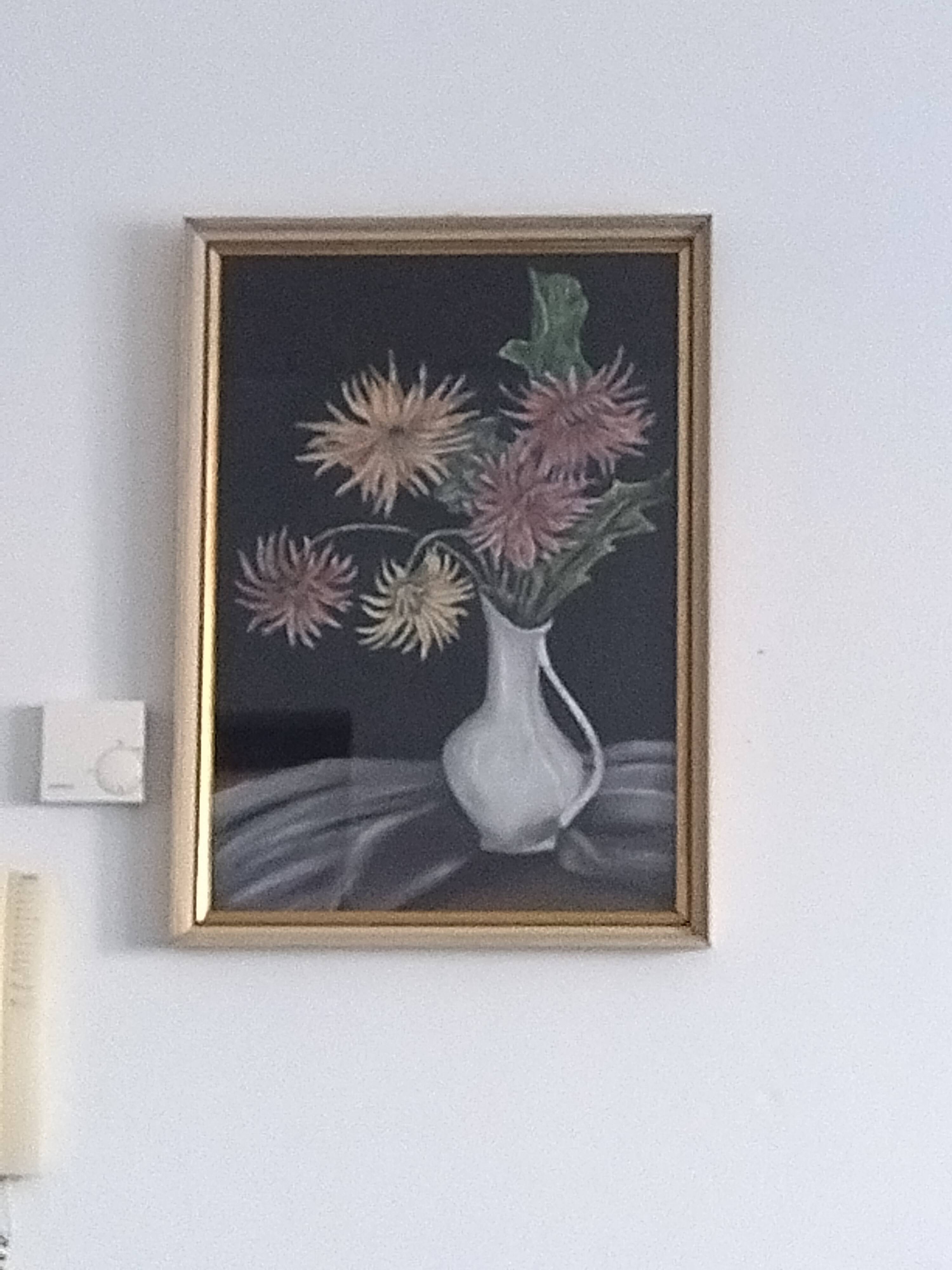 Old Tableau Pastel - Still Life Flowers - J. Gelders