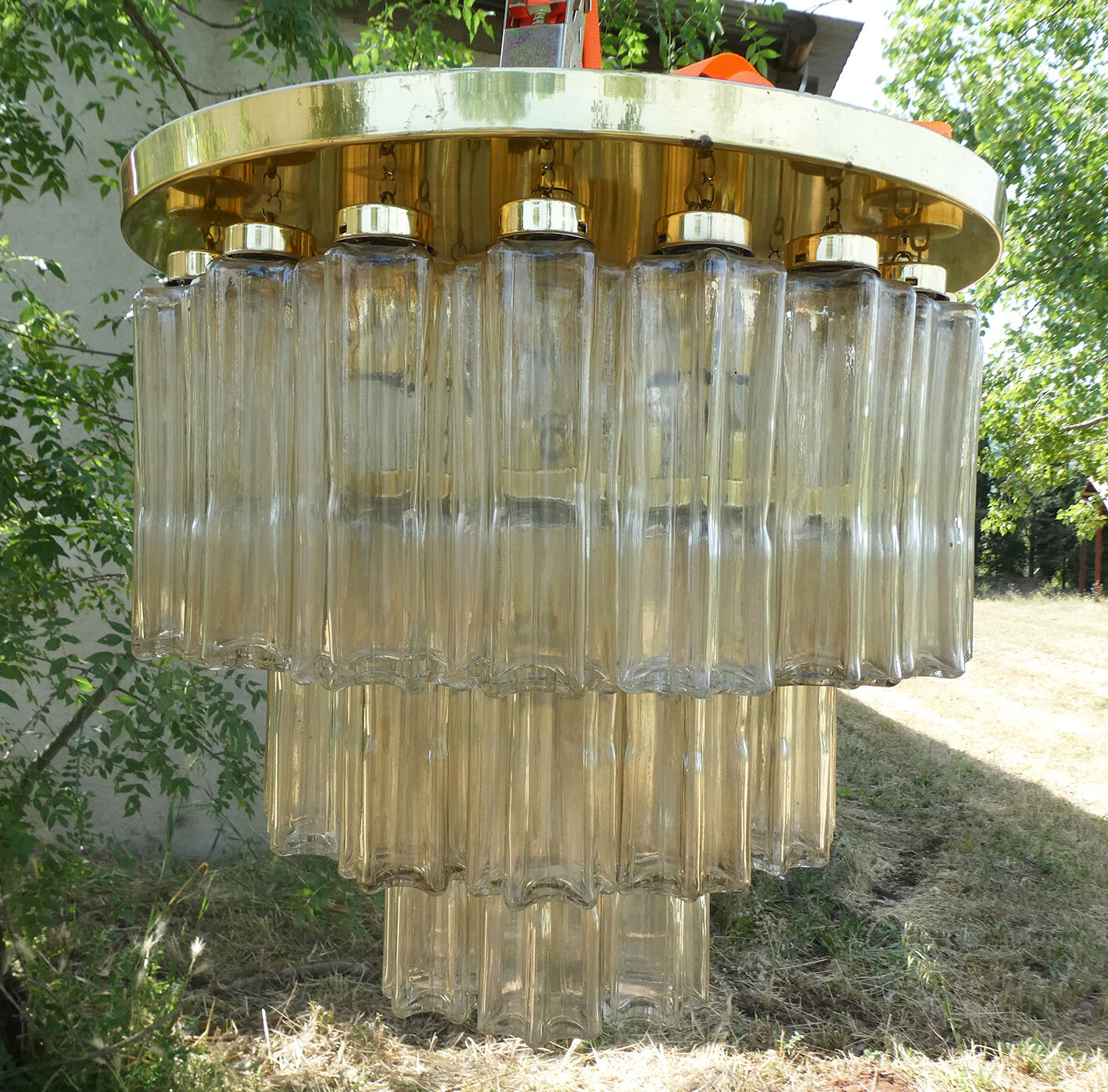 Design chandelier by Glashütte Limburg from 1960
