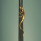 Etruscan-style carved wooden parquet lamp foot