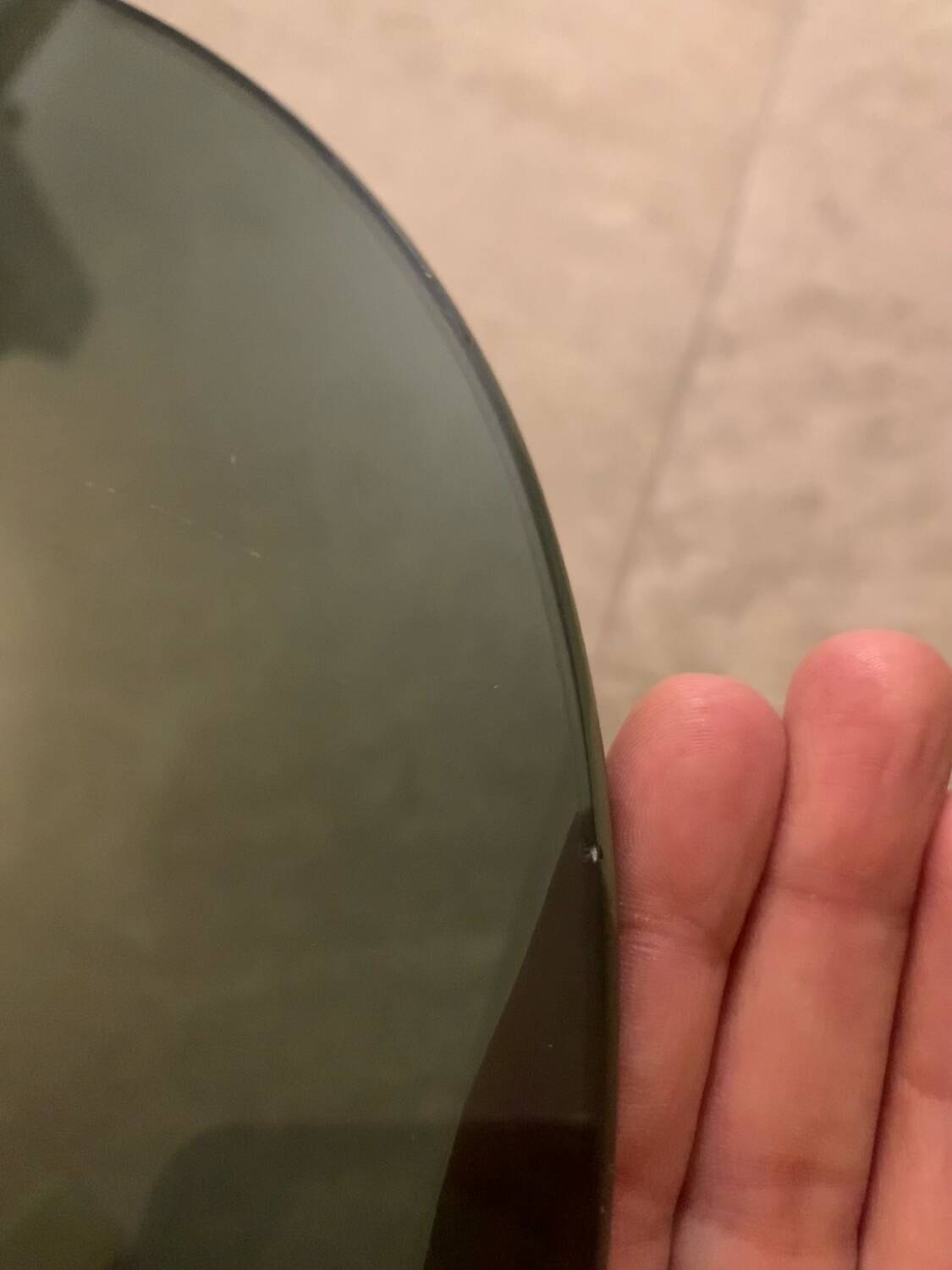 Oval coffee table design Circa glass and chrome 1970s