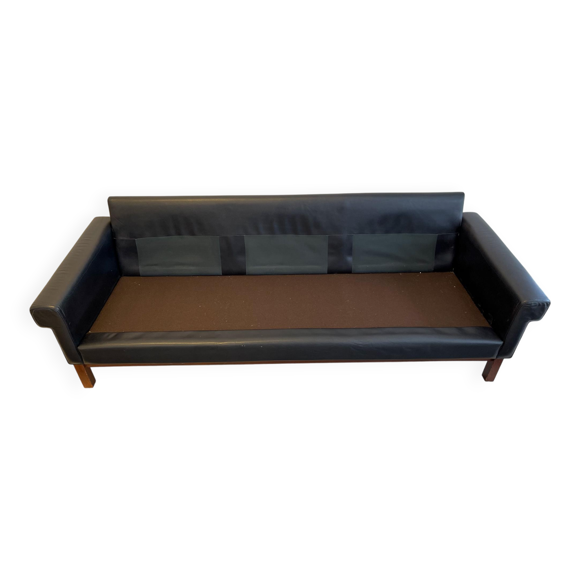 Midcentury leather and teak "Gotland" sofa, Ikea, Sweden, 1967