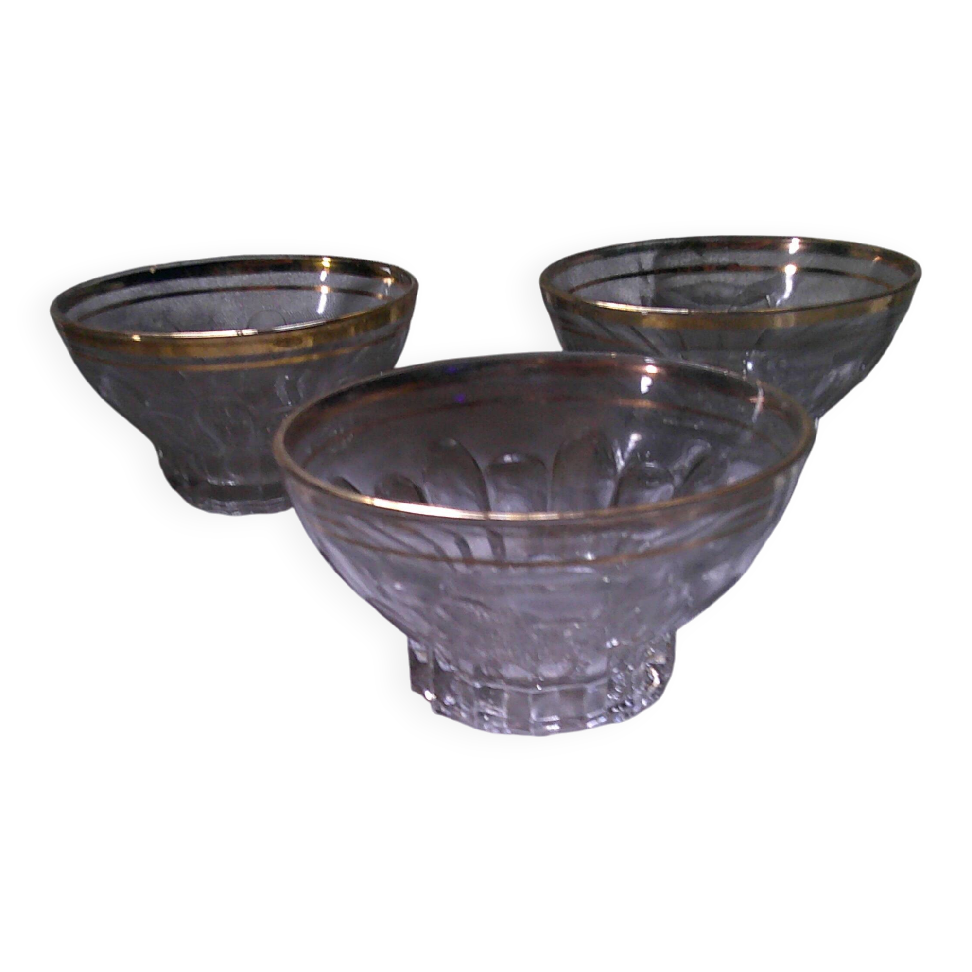 3 old champagne glasses
