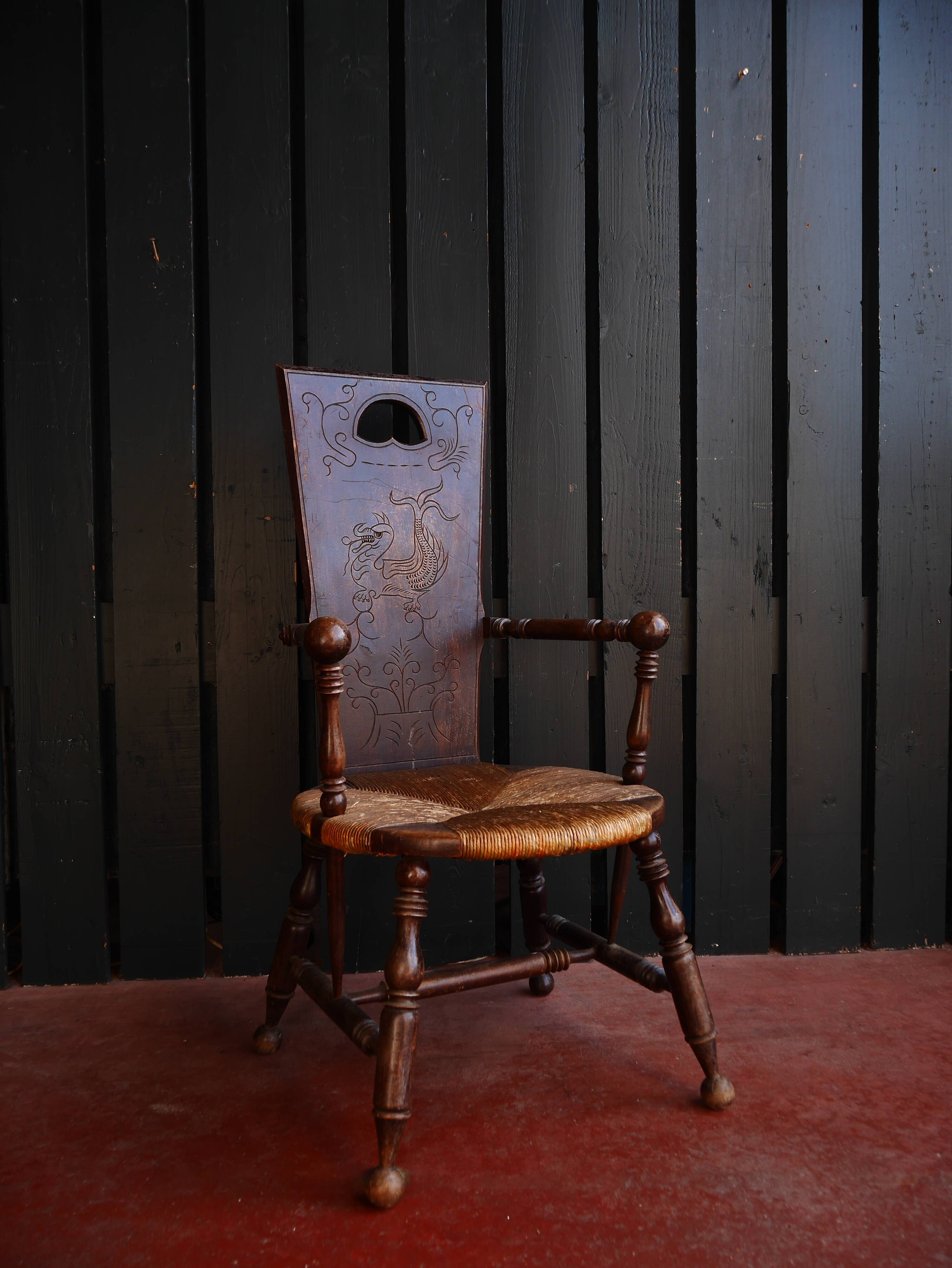 Antique folk art armchair