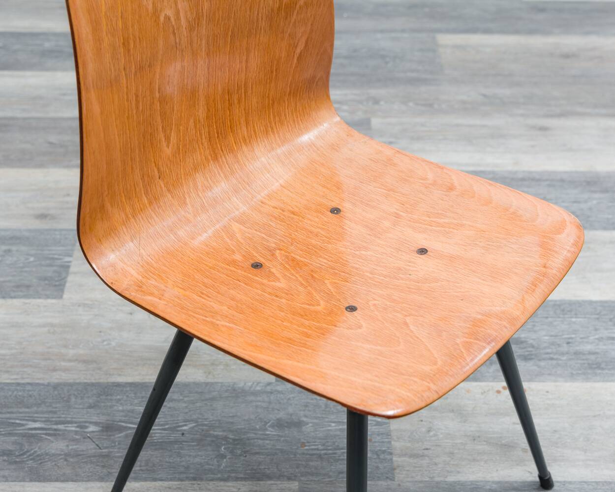 Set of 6 Pagholz chairs in a two-tone design, Pag Presswerke edition.