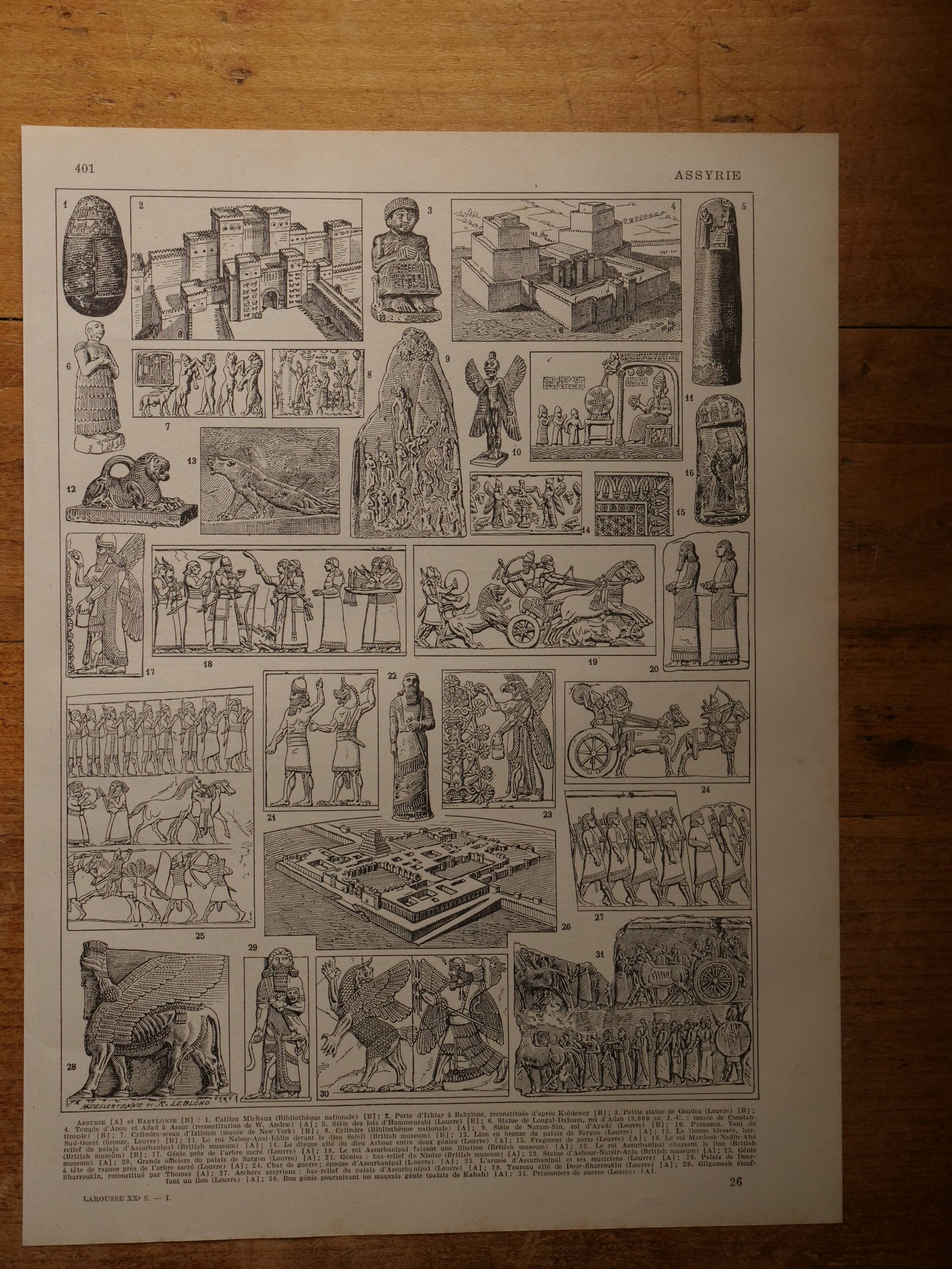 Original lithograph on Assyria and Babylonia