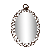 Vintage oval rattan sun mirror - 41x28cm