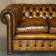 Canapé Chesterfield vintage cuir restauré