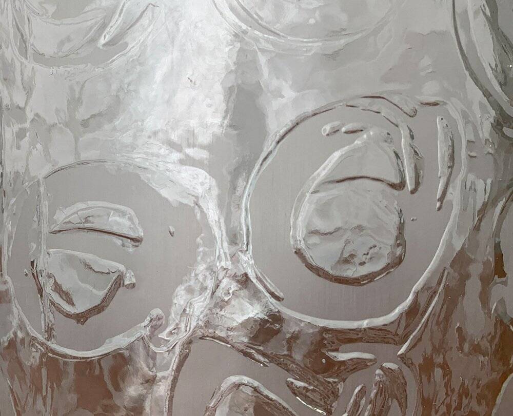 Large vase in raw glass, 1970s brutalism.