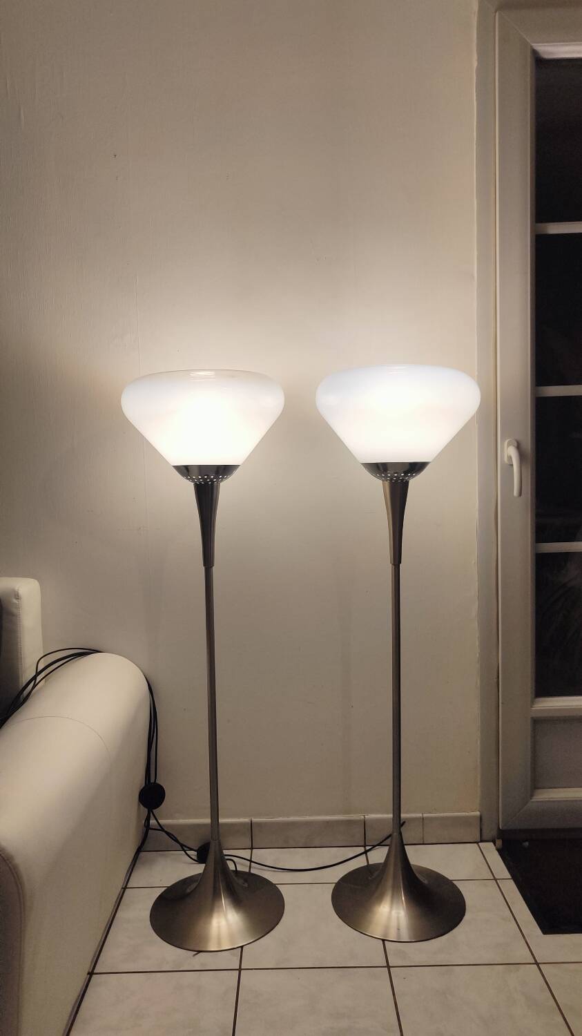 Pair of Italian floor lamps 1980 Murano glass