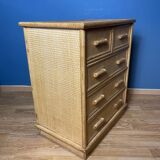 Commode vintage en rotin naturel