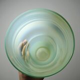 Blown opaline glass vase, Kosta Boda style, vintage Scandinavian design.