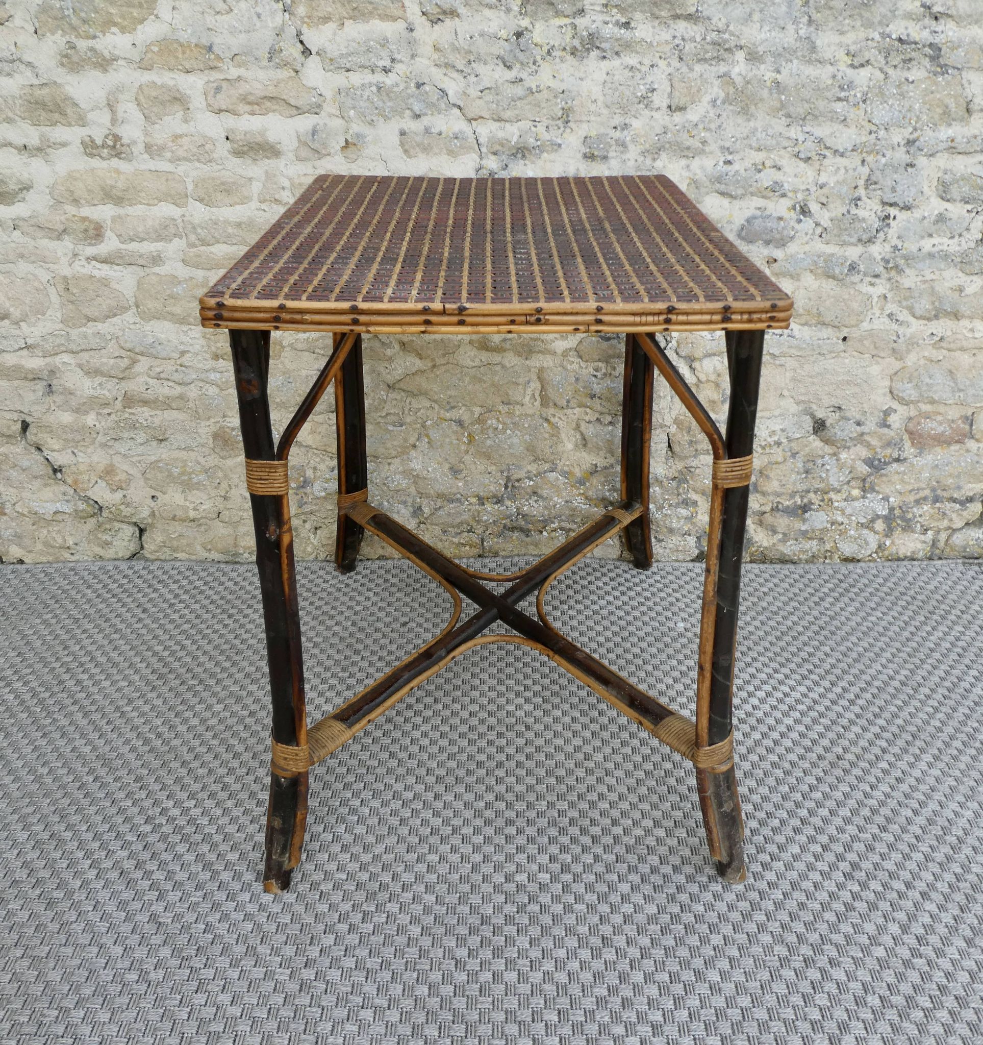 Bamboo and rattan table from the Perret & Vibert house, late 19th century.
