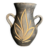 Vintage, brown terracotta vase circa 1970