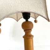 Wooden lamp and vintage fabric lampshade