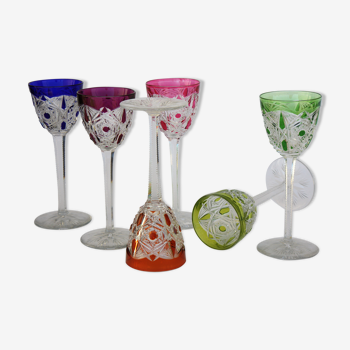 Série de 6 verres à vin du Rhin en cristal de Baccarat modèle Lagny