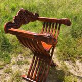 Carved wood Dagobert armchair