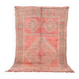 Pink Vintage Moroccan Rug 186 cm x 279 cm - Handmade Wool Rug - Berber Rug