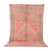 Tapis marocain vintage rose 186 cm x 279 cm - Tapis en laine fait main - Tapis berbère