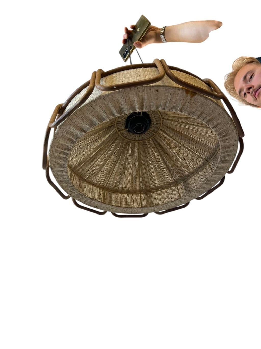 Vintage wooden pendant light from the 1960s.