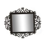 Miroir en fer forgé noir et touches dorées