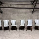 Set of 6 Baumann Essor model chairs in white imitation leather