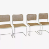 Set of 4 Cesca b32 model chairs in white by Marcel Breuer