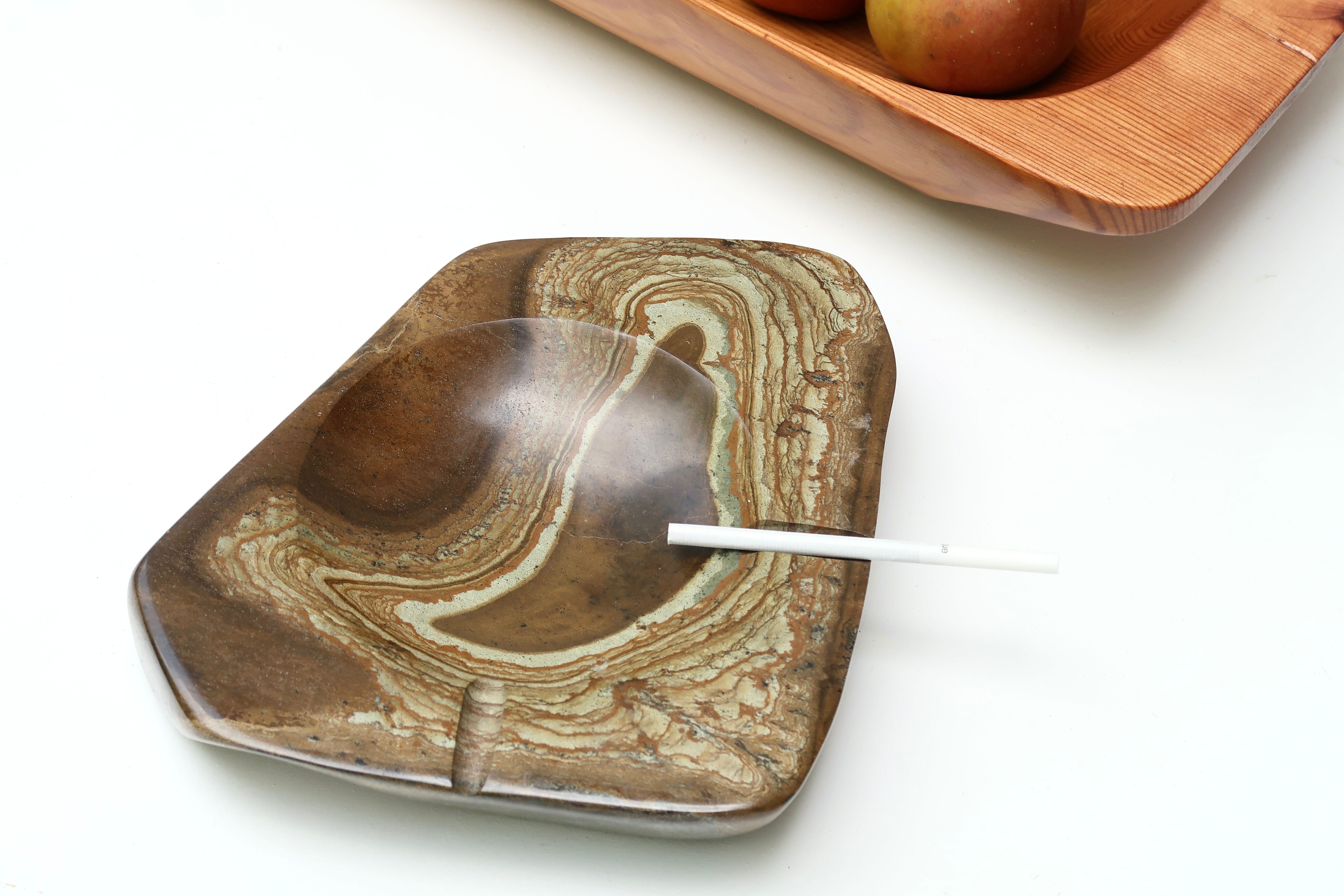 Carved stone ashtray, 70s