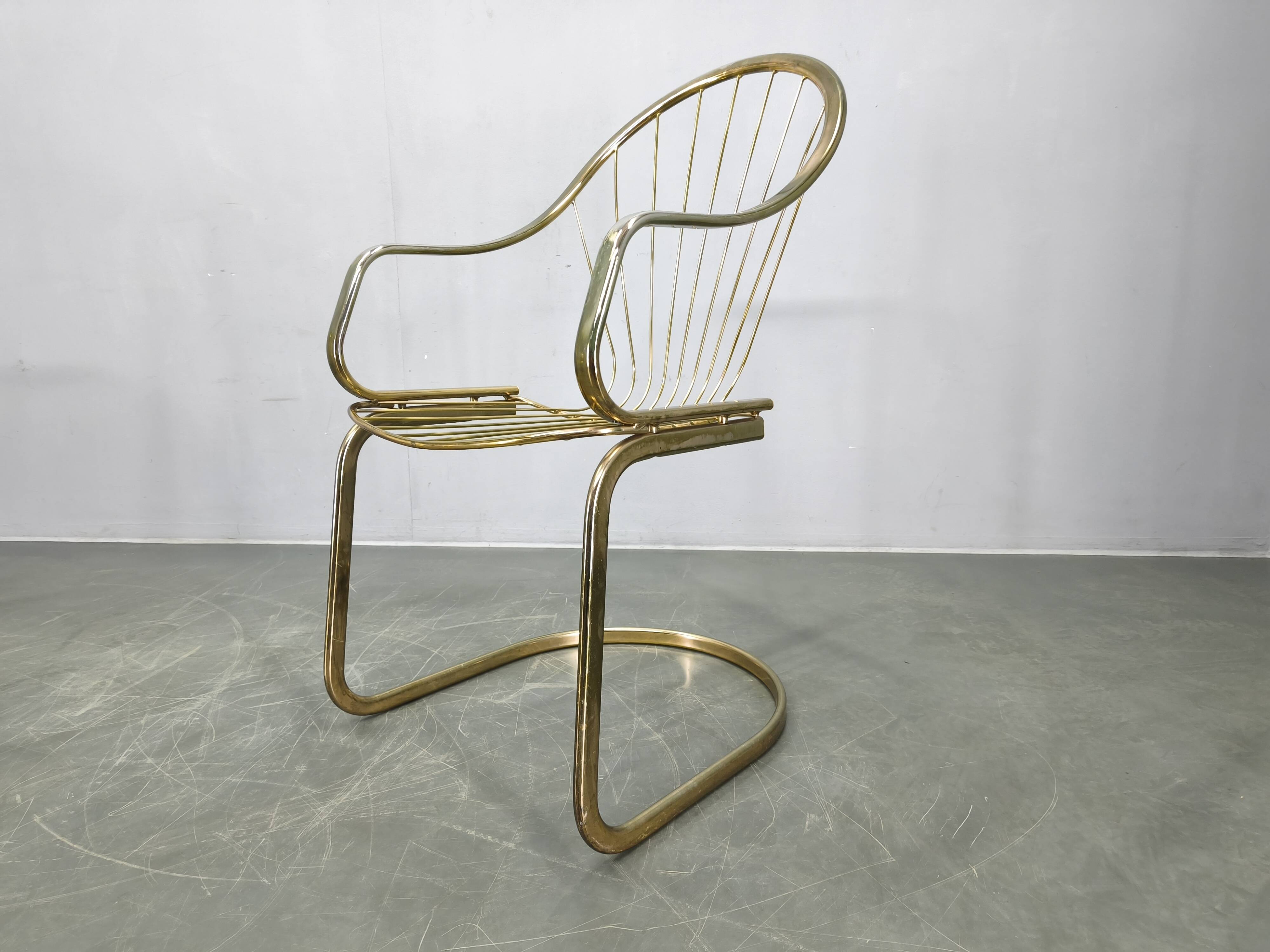 Set of 5 Gastone Rinaldi Brass Dining Chairs for Rima, Italy 1970s