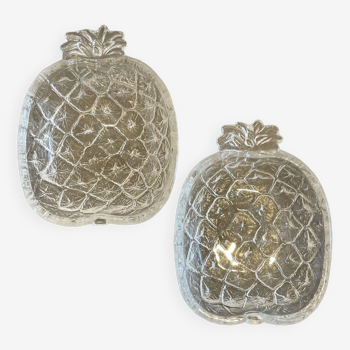 Pair of glass pineapple ramekins