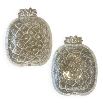 Pair of glass pineapple ramekins