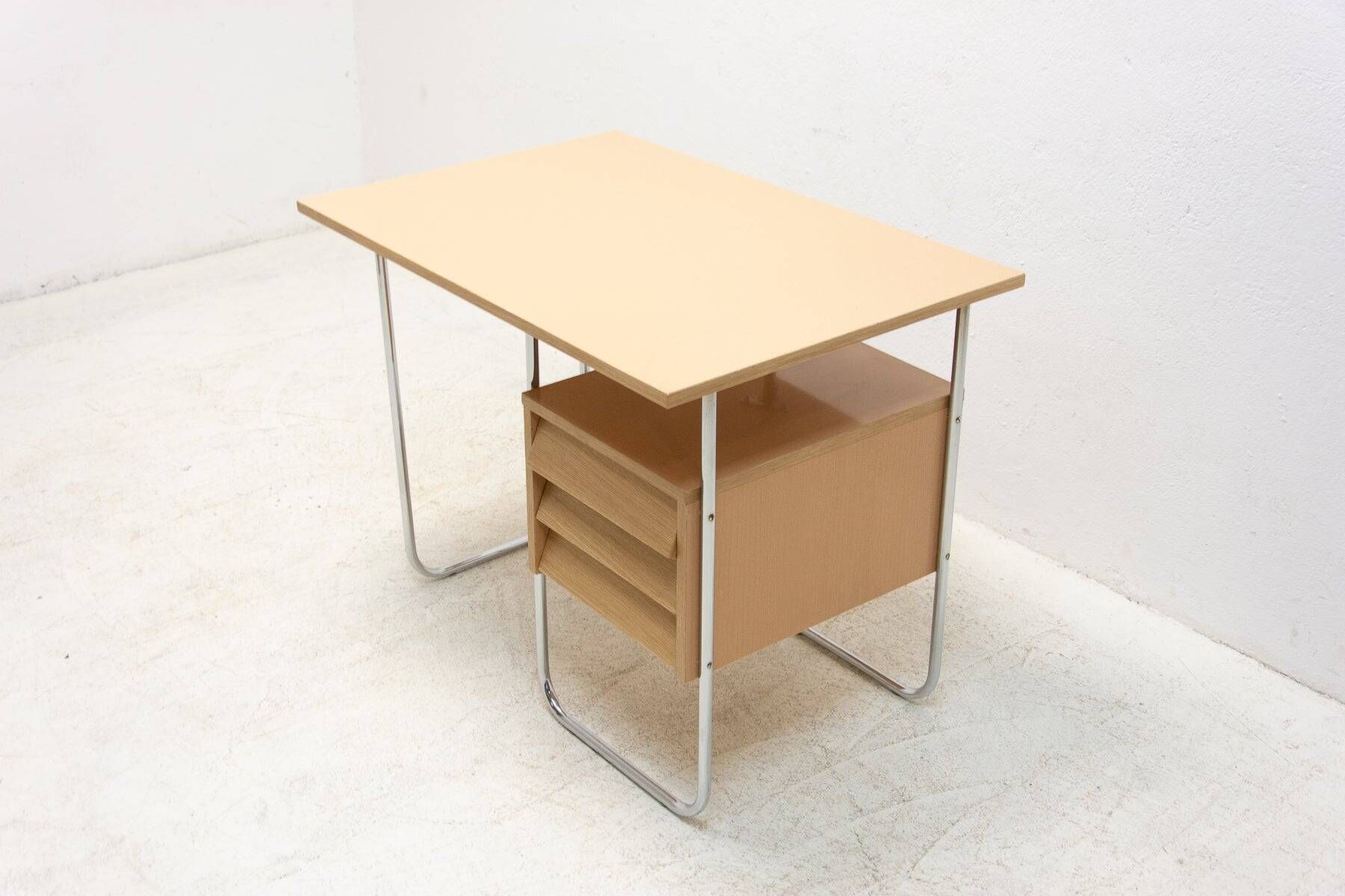 Writing desk, mid-century chrome and formica desk, 1950s, Czechoslovakia