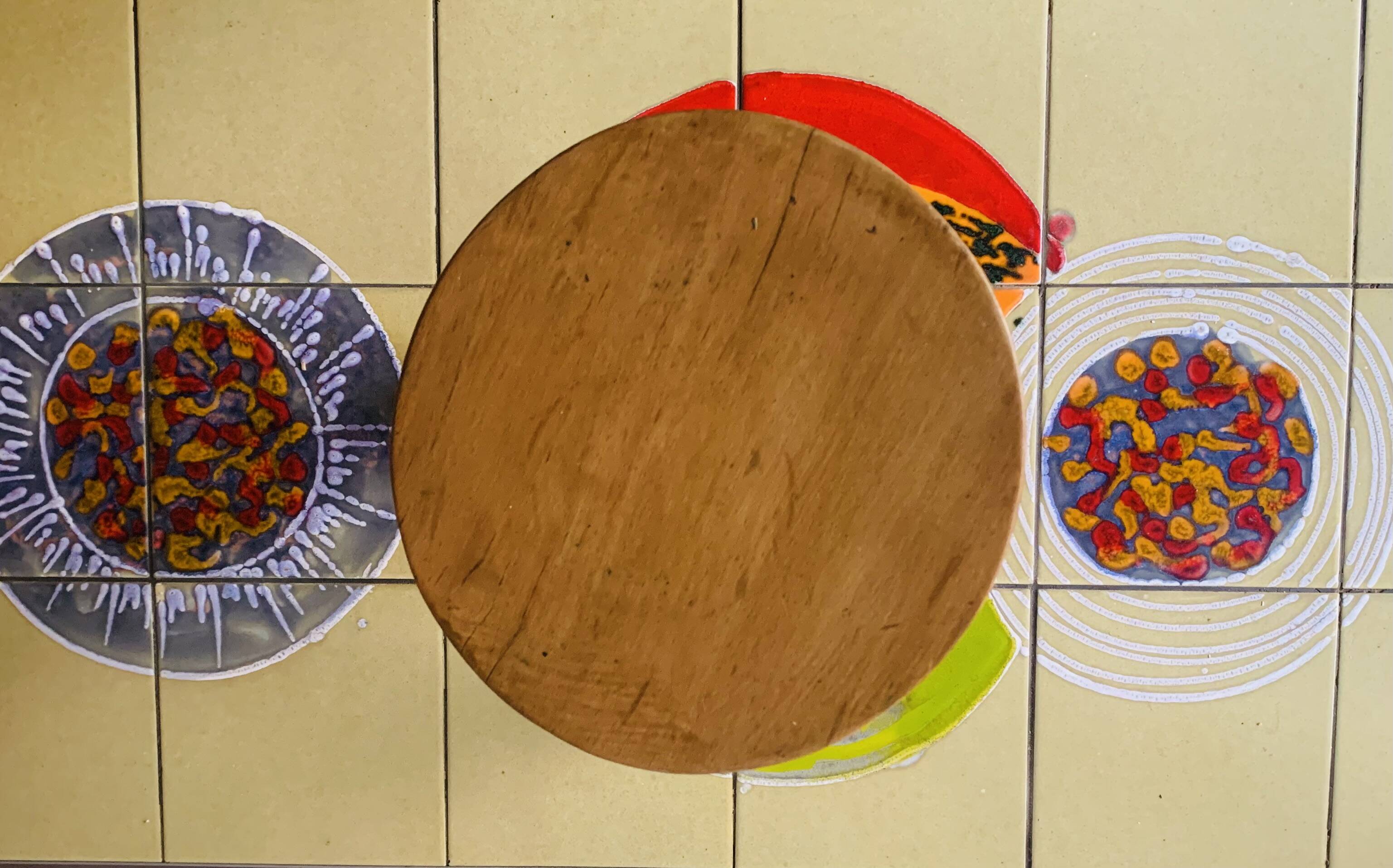 Small tripod stool in solid wood