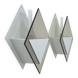 Pair of vintage wall lights Glass Light Studio model 20623, France, 1980