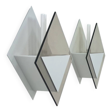 Pair of vintage wall lights Glass Light Studio model 20623, France, 1980