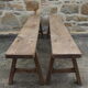 Pair of large solid wood benches XIXth