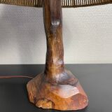 Wooden lamp by Olivier 70s