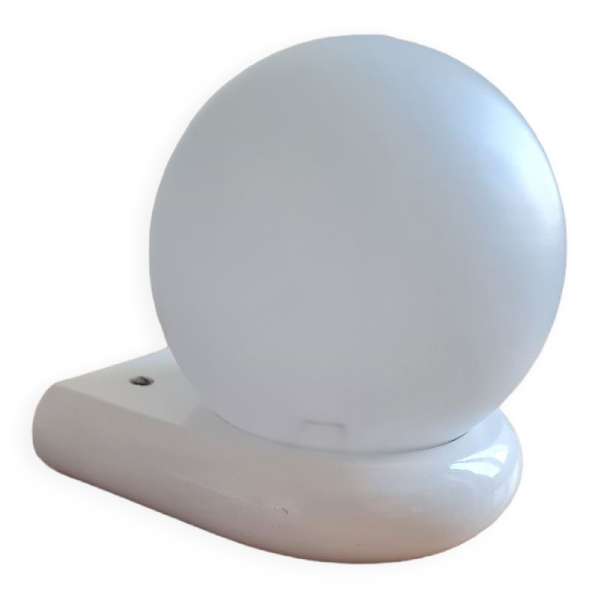 Opaline and wood wall lamp